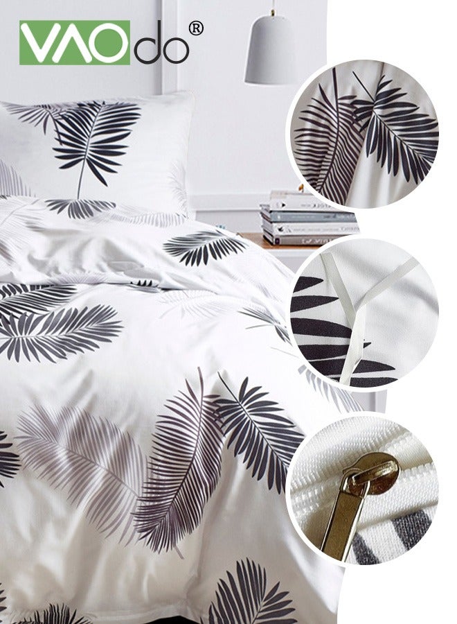 4PCS Bedding Set King Size Comforter Set Skin-Friendly Solid Color Breathable Tropical Rainforest Style Duvet Cover Set 2.0M Bed 220*240CM
