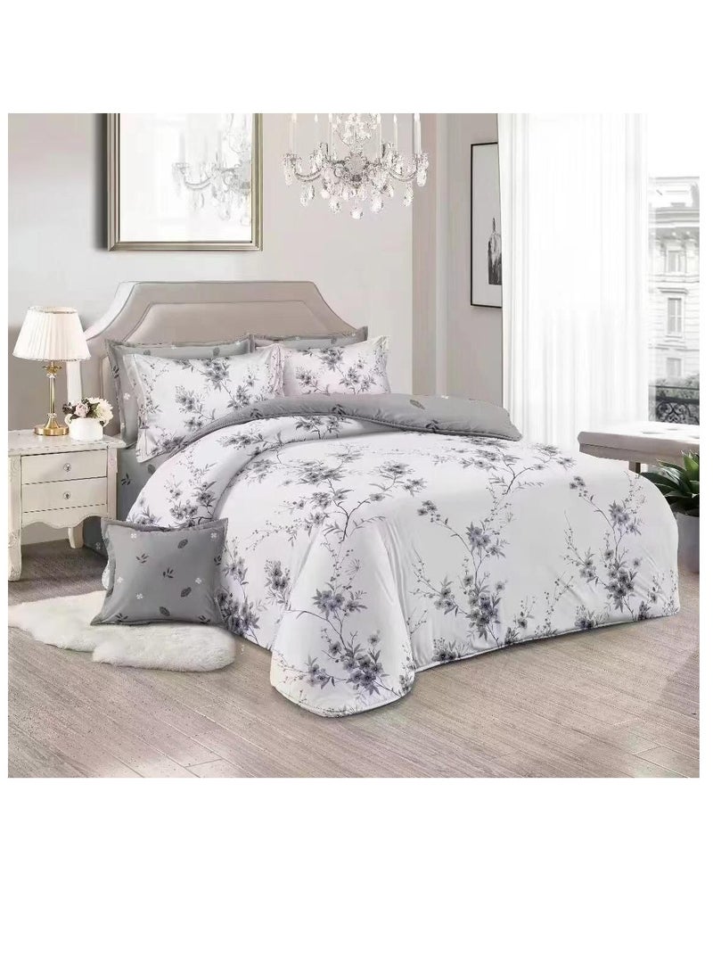 King Size Comforter Set Duvet Insert 6 Pieces Set, 1 Fixed Duvet, 1 Bed Sheet, 4 Pillow Cover, Size 220*240 Soft Comforter