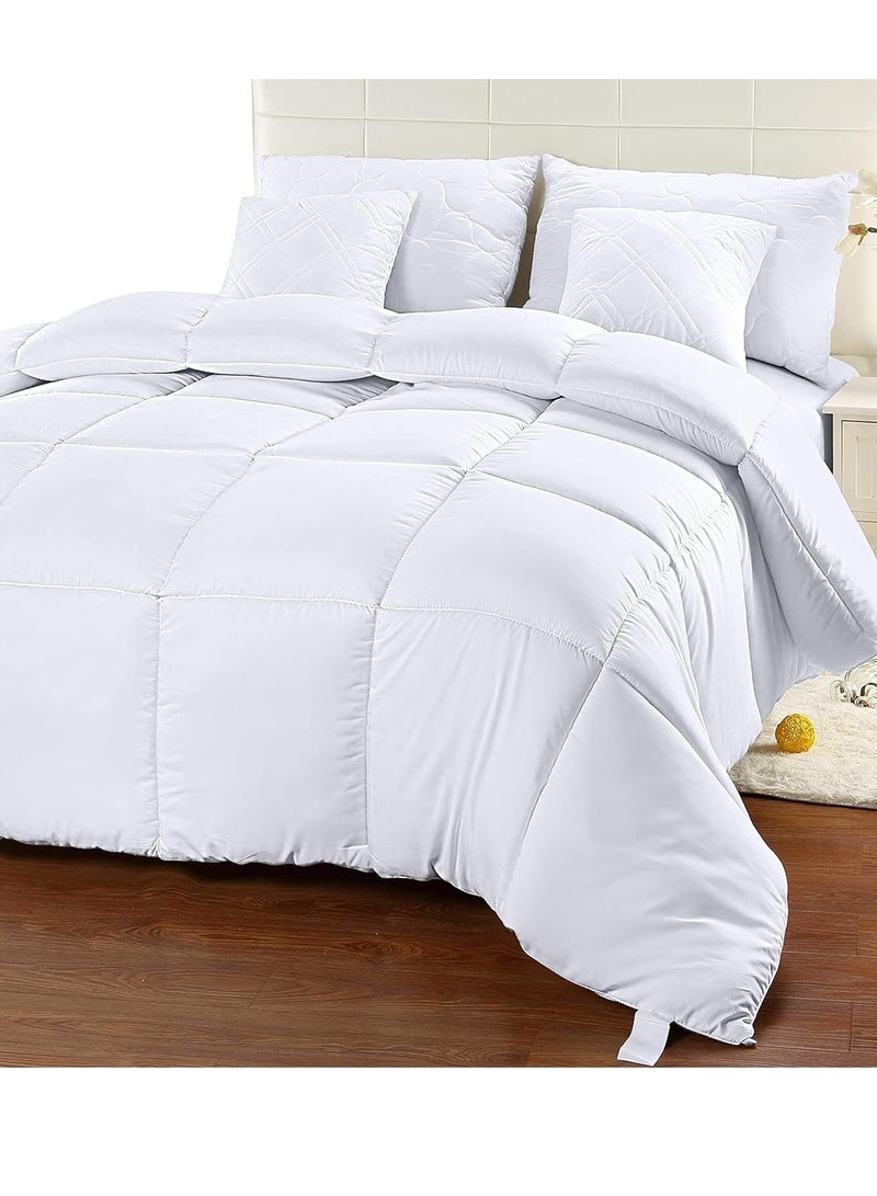 Utopia Bedding Comforter Duvet Insert - Quilted Comforter with Corner Tabs - Box Stitched Down Alternative Comforter (Queen, White)