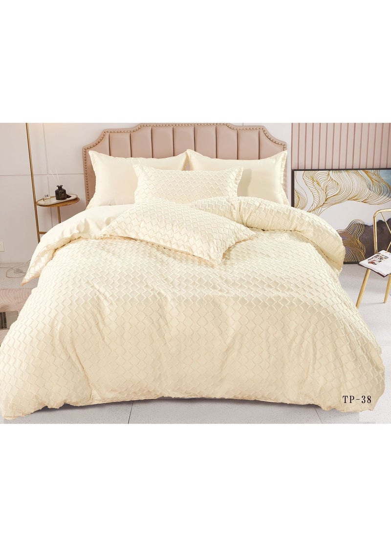 Jacquard Comforter Bedding Set Duvet inserted fitted bedsheet Pillowcases Washed Cotton Solid Color Bed Linen King size 220*240cm Set