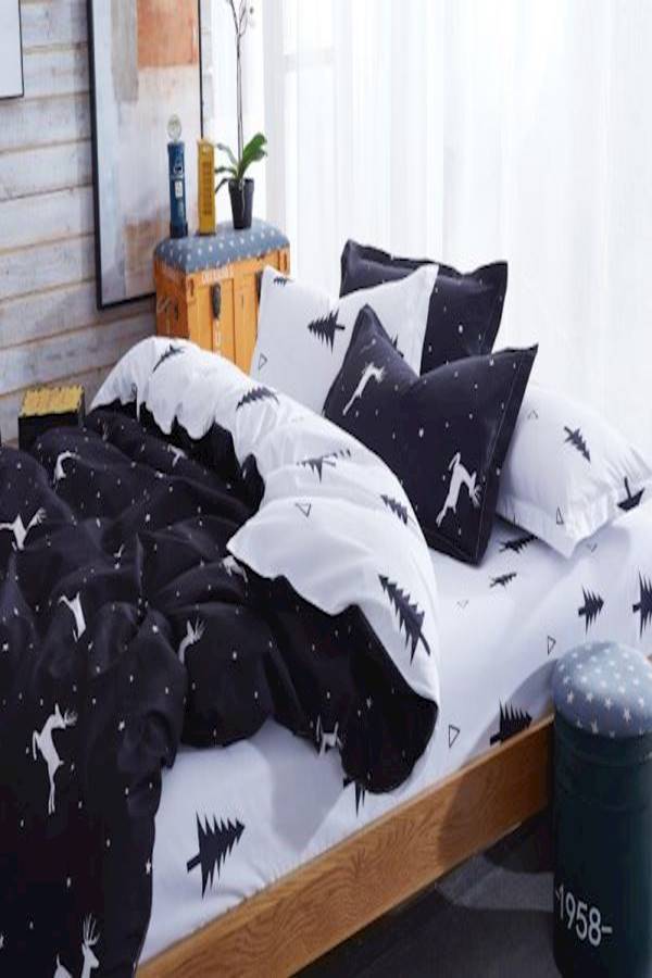 7-Piece Animal Printed Bedding Set cotton Black/White Single