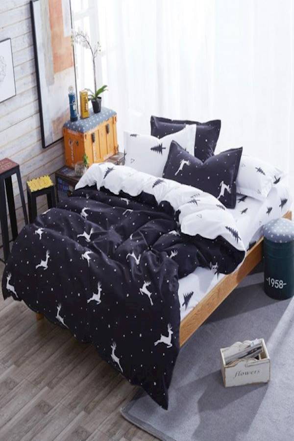 7-Piece Animal Printed Bedding Set cotton Black/White Single