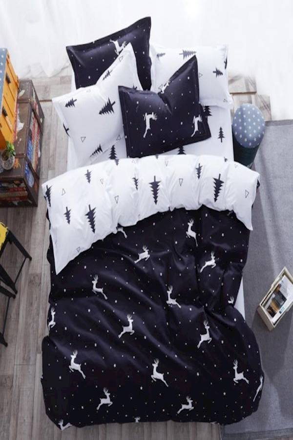 7-Piece Animal Printed Bedding Set cotton Black/White Single