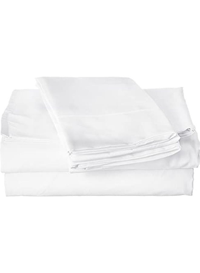 3-Piece Solid Bedsheet Set cotton White Twin