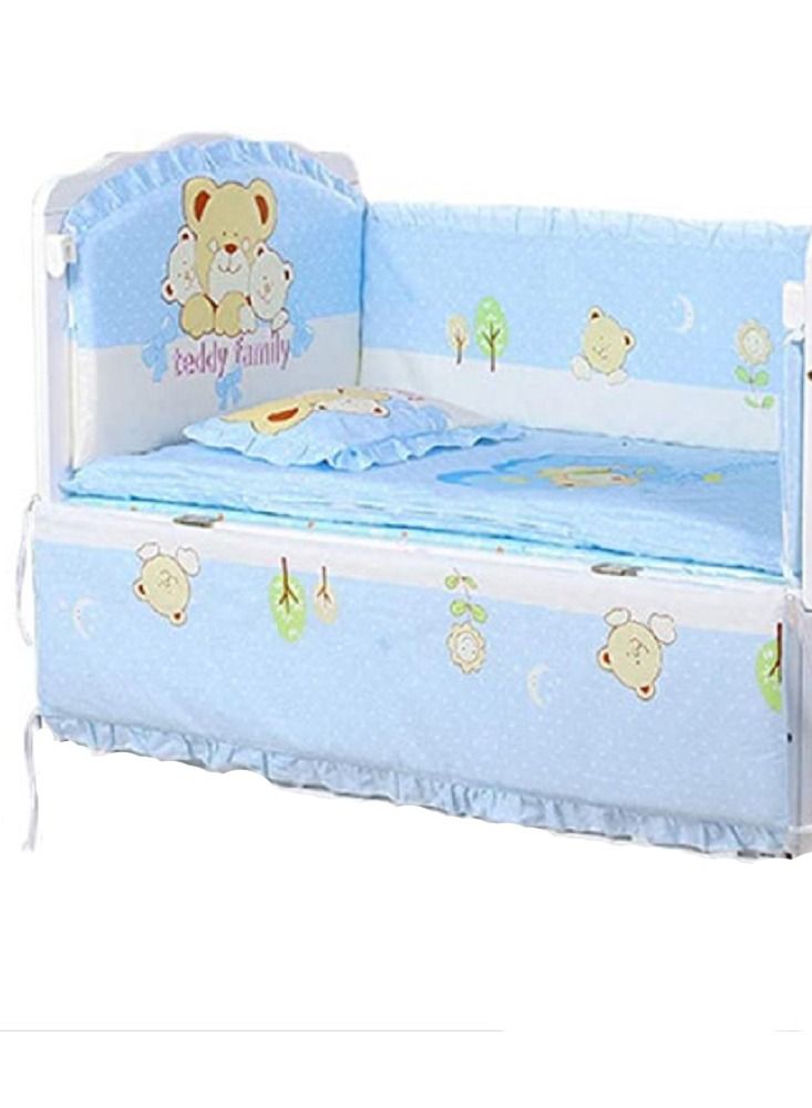 6Pcs Set Cartoon Bear Crib Bumper For Newborn Pure Cotton Bed Protector, Easy To Remove And Washable