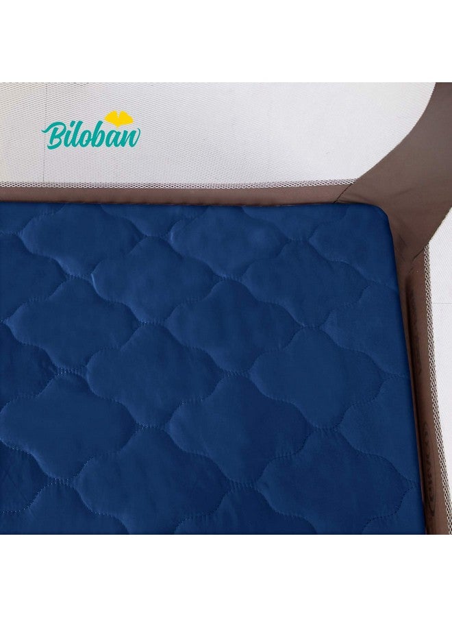 Waterproof Mini Crib Mattress Pad Cover Ultra Soft & Machine Washable Mini Crib Mattress Protector 39 X 27 Fits For Baby Playpen Playard Mattress Portable Crib Navy Blue