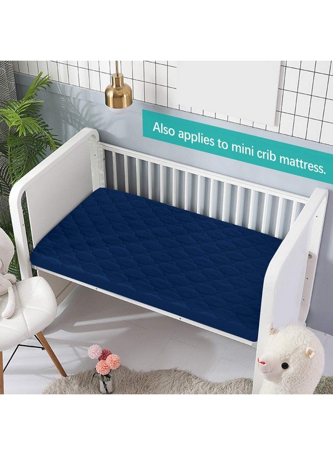 Waterproof Mini Crib Mattress Pad Cover Ultra Soft & Machine Washable Mini Crib Mattress Protector 39 X 27 Fits For Baby Playpen Playard Mattress Portable Crib Navy Blue