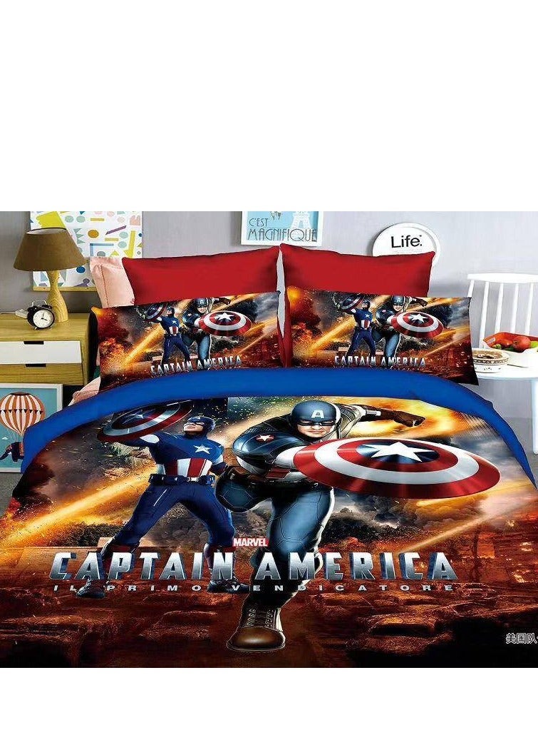 Disney Three-Piece Set Cotton Quilt Single Size Comforter Bedding Set, Anime Cartoon Bed kids Duvet Cover Set