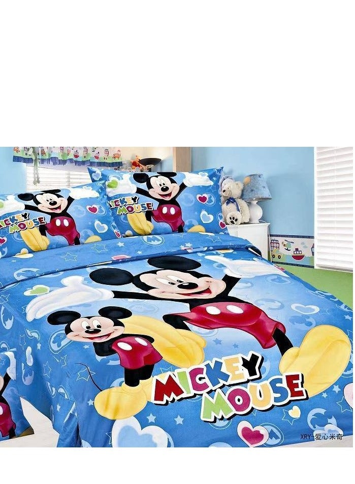 Disney Three-Piece Set Cotton Quilt Single Size Comforter Bedding Set, Anime Cartoon Bed kids Duvet Cover Set