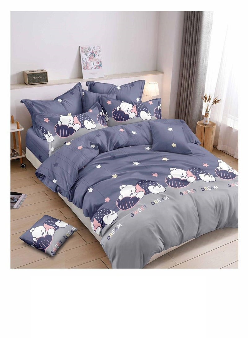 4Pcs Cartoon Comforter Kids Quilt-Single Size,1x Duvet (With filling)
1x Fitted bedsheet
2x Pillowcase Cover