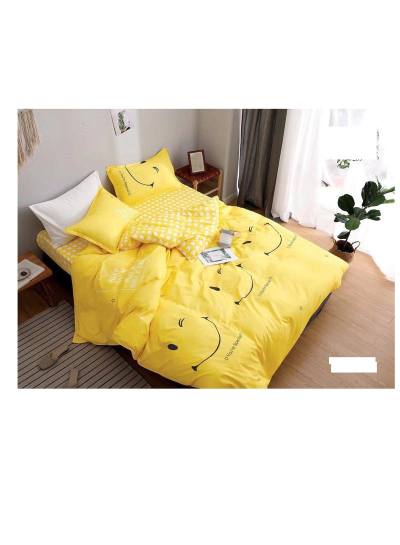 4Pcs Cartoon Comforter Kids Quilt-Single Size,1x Duvet (With filling)
1x Fitted bedsheet
2x Pillowcase Cover