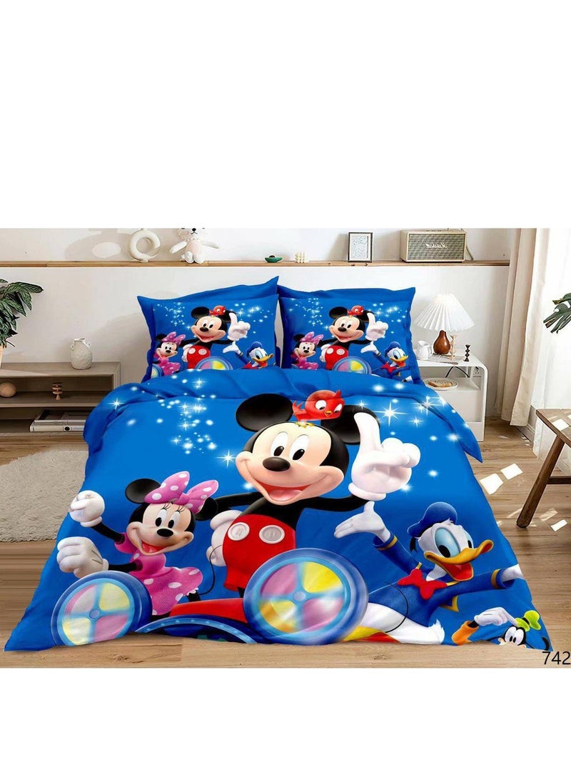 4Pcs Cartoon Comforter Kids Quilt-Single Size,1x Duvet (With filling)
1x Fitted bedsheet
2x Pillowcase Cover