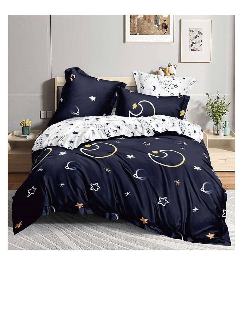 4Pcs Cartoon Comforter Kids Quilt-Single Size,1x Duvet (With filling)
1x Fitted bedsheet
2x Pillowcase Cover