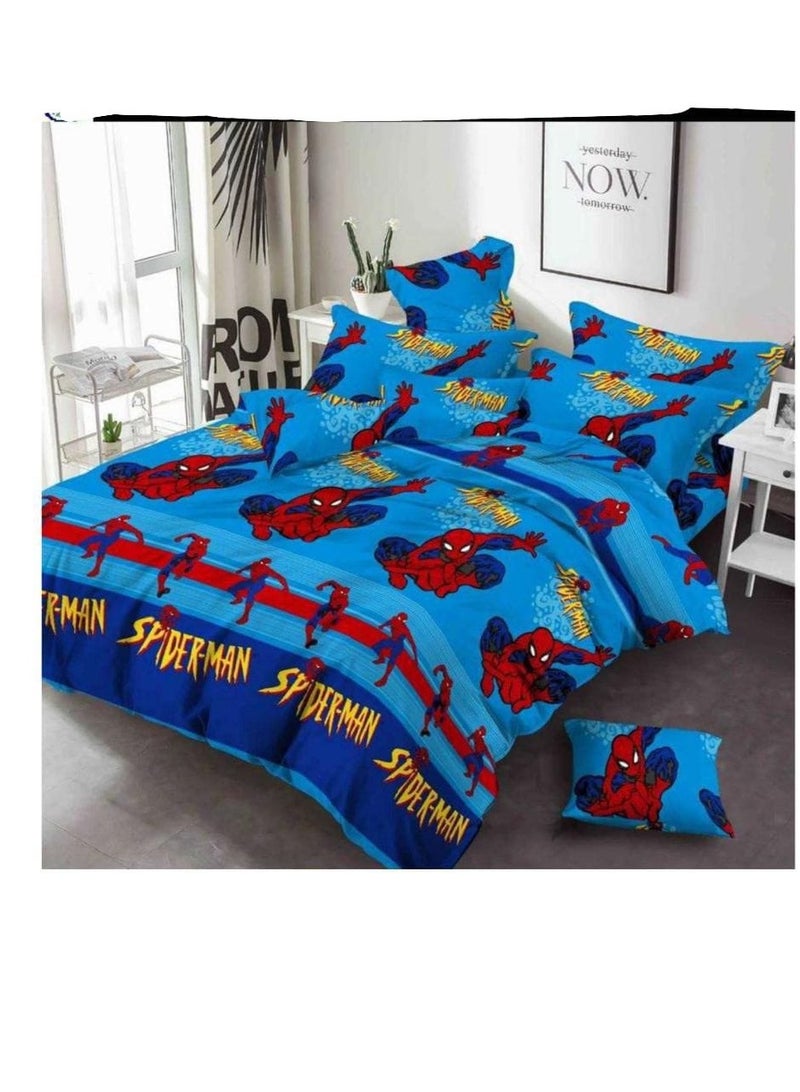 New Cartoon characters Single Size Comforter Bedding Set, Anime Cartoon Bed kids Fixed Duvet set 4pcs