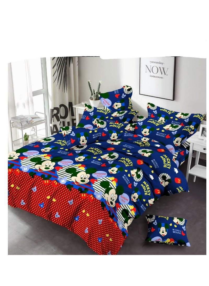 New Cartoon characters Single Size Comforter Bedding Set, Anime Cartoon Bed kids Fixed Duvet set 4pcs