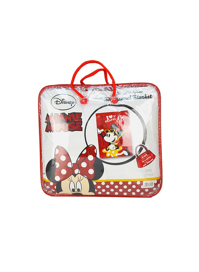 Minne Mouse Design  Flannel Blanket Polyester Red 160x220cm