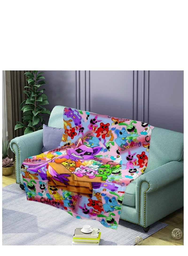 poppy playtime smiling crittersFlannel Throw Blanket  Super Soft Lightweight Air Conditioner Blanket Cooling Summer Blanket Towel Blanket For Couch