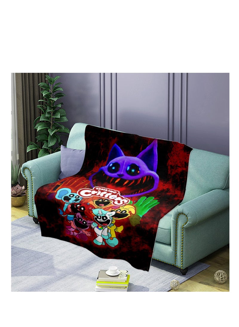 poppy playtime smiling crittersFlannel Throw Blanket  Super Soft Lightweight Air Conditioner Blanket Cooling Summer Blanket Towel Blanket for Couch