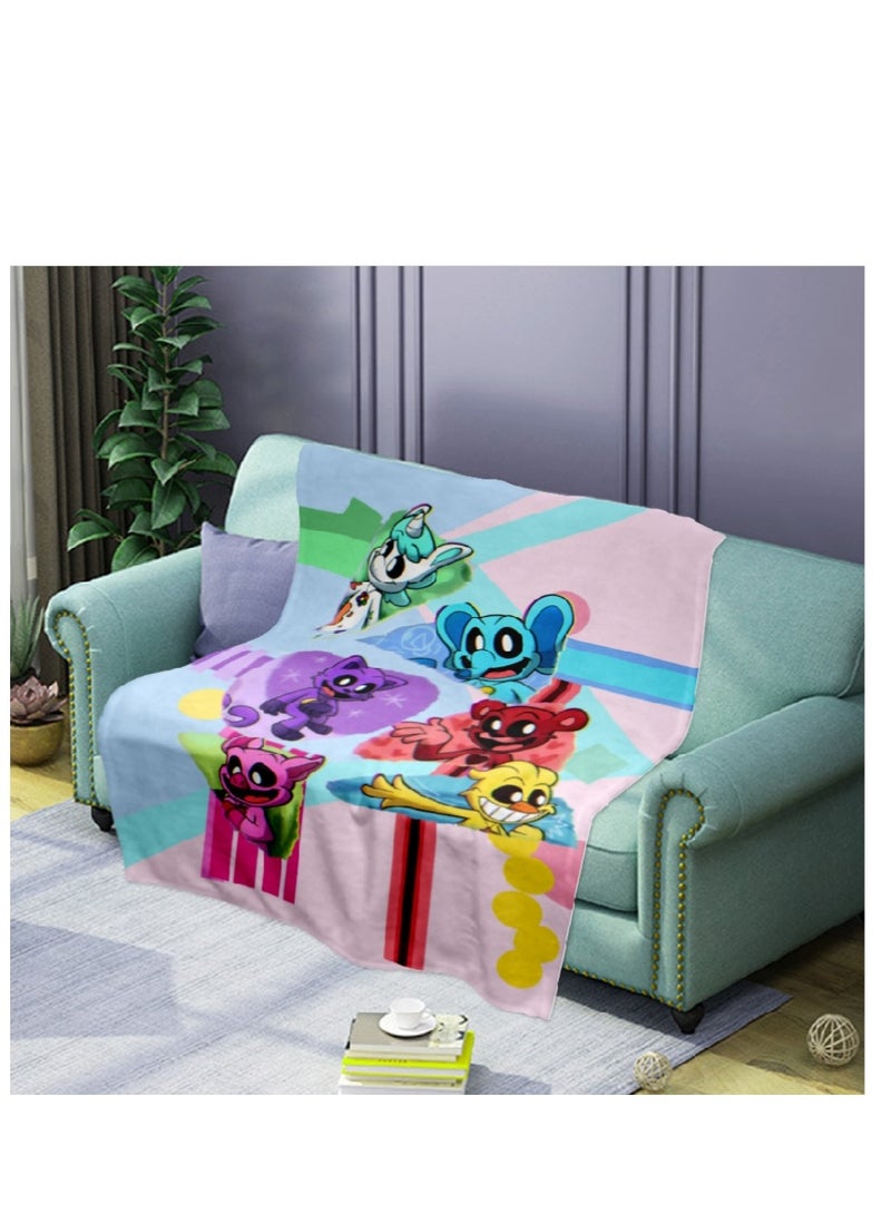 poppy playtime smiling crittersFlannel Throw Blanket  Super Soft Lightweight Air Conditioner Blanket Cooling Summer Blanket Towel Blanket for Couch