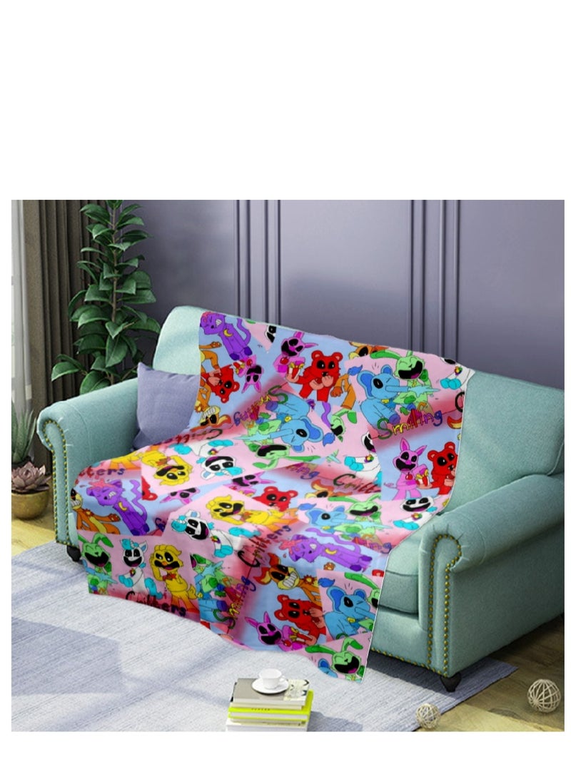 poppy playtime smiling crittersFlannel Throw Blanket  Super Soft Lightweight Air Conditioner Blanket Cooling Summer Blanket Towel Blanket For Couch