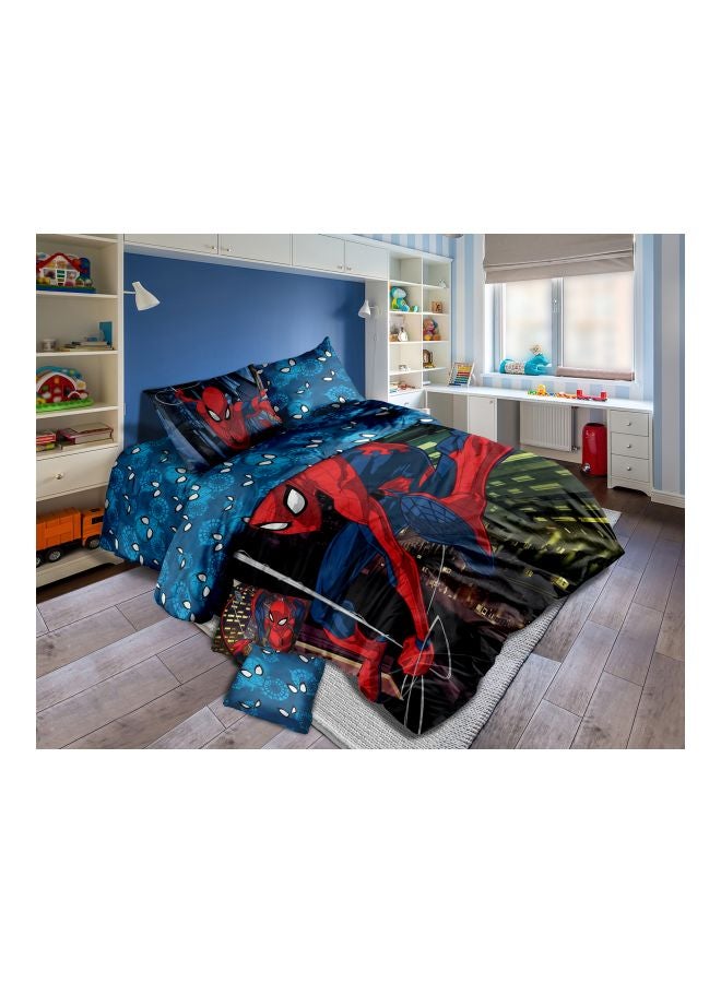 4-Piece Printed Spiderman Comforter Set Combination Multicolour