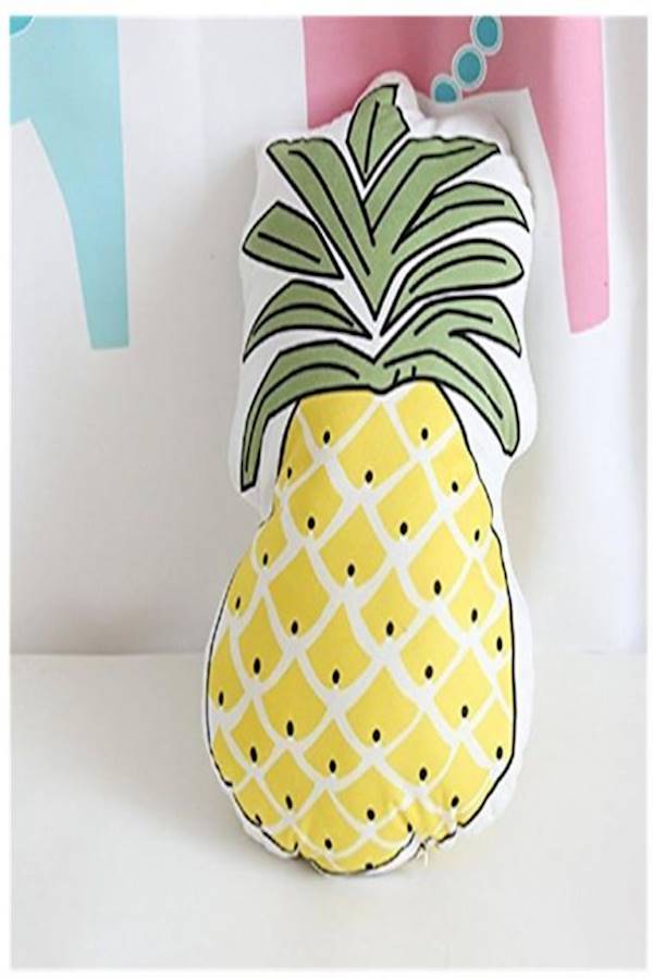 Pineapple Shape Stuffed Plush Pillow cotton Yellow/White/Green 55 x 32cm