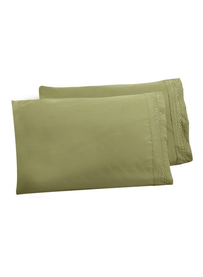 4-Piece Shads Embroider Duvet Covers Set Polyester Green