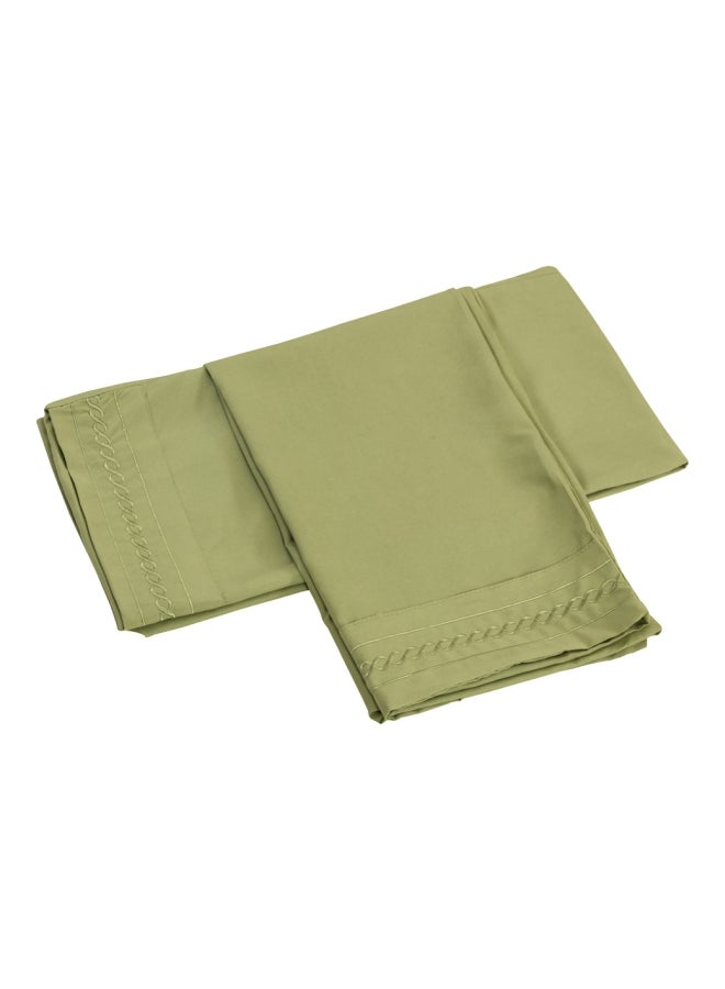 4-Piece Shads Embroider Duvet Covers Set Polyester Green