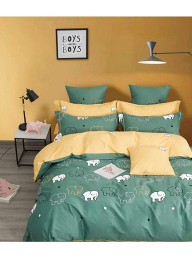 4-Piece Duvet Cover Set Cotton Green/Yellow 120 x 200cm