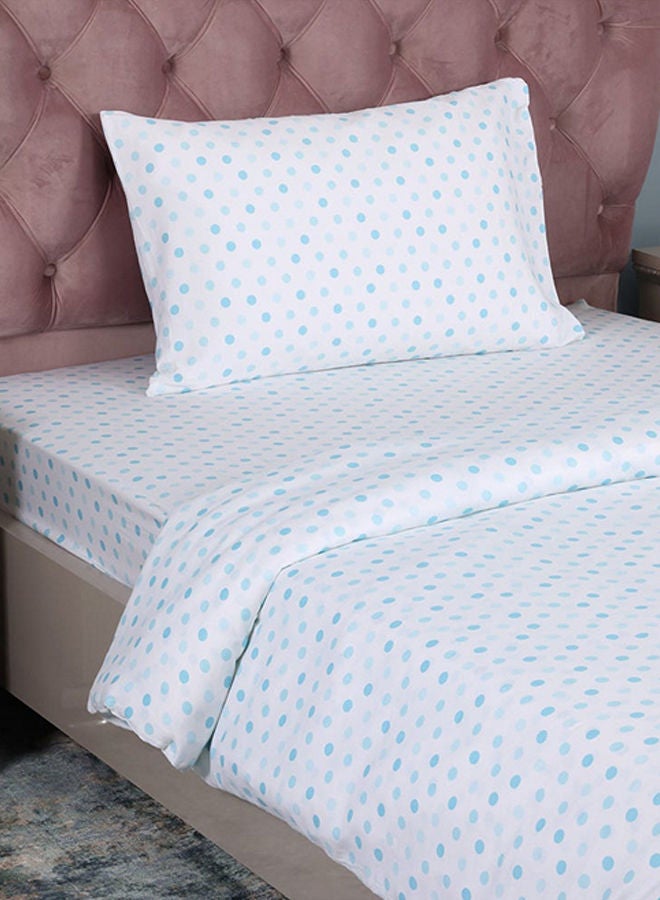 Polkadot Kids Duvet Cover Set, White & Blue – 135x200 cm, 225 TC