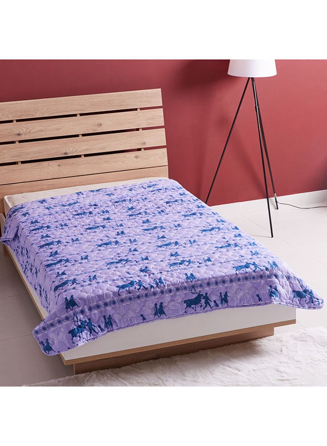 Printed Frozen Quited Bedspread Polyester Purple/Blue 160x220x5cm