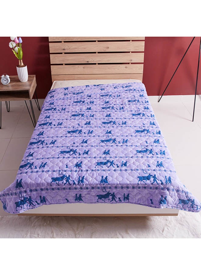 Printed Frozen Quited Bedspread Polyester Purple/Blue 160x220x5cm