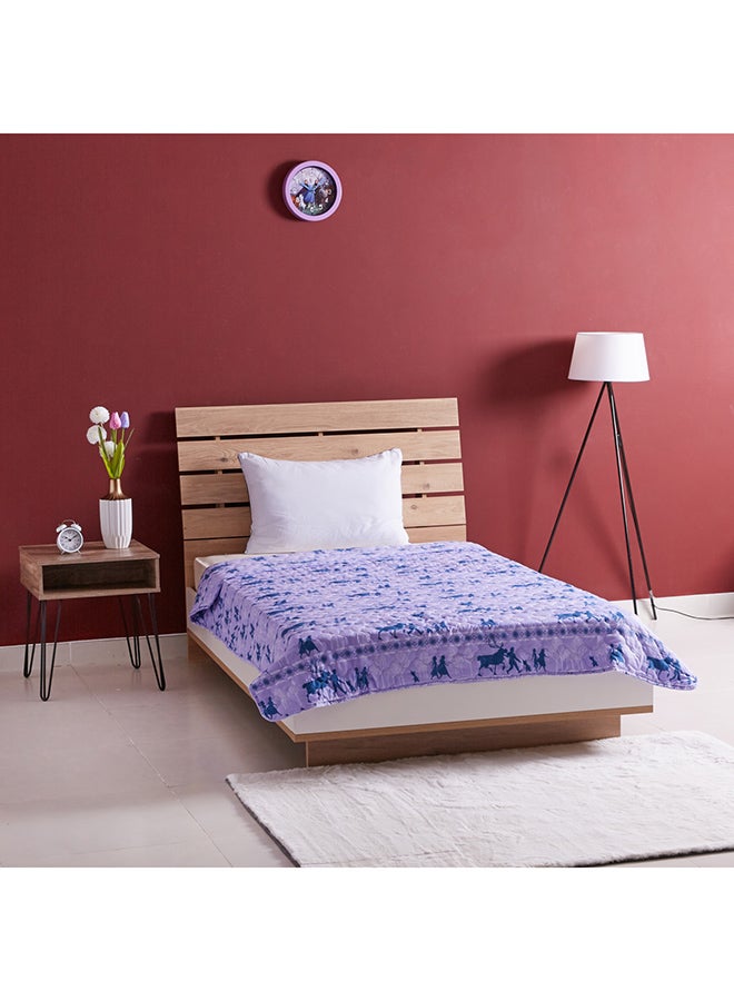 Printed Frozen Quited Bedspread Polyester Purple/Blue 160x220x5cm