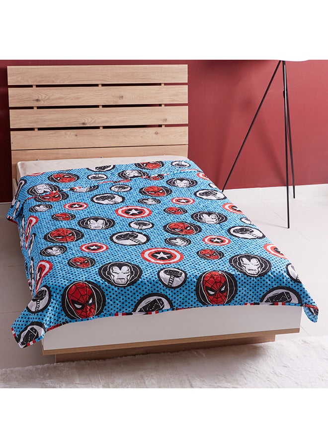 Quited Bedspread AOP Marvel Avengers Print Polyester Multicolour 160x3x220cm