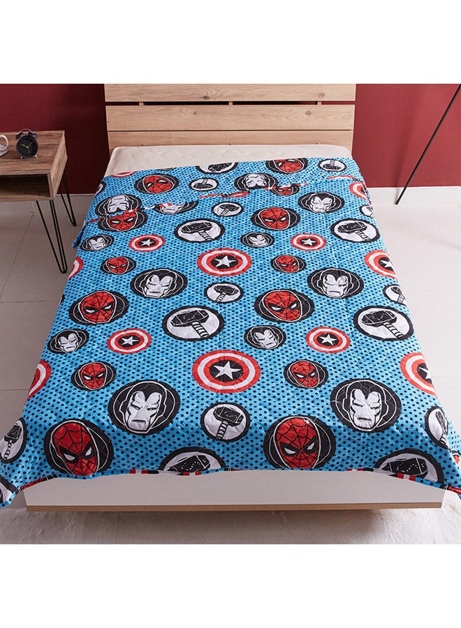 Quited Bedspread AOP Marvel Avengers Print Polyester Multicolour 160x3x220cm