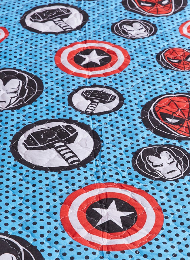 Quited Bedspread AOP Marvel Avengers Print Polyester Multicolour 160x3x220cm