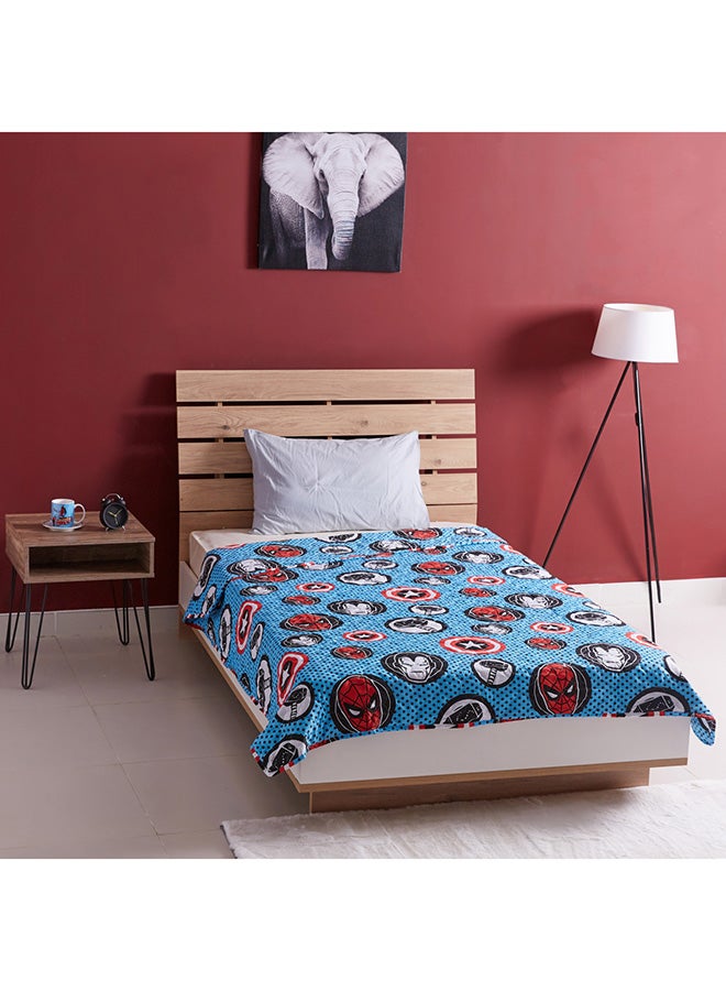 Quited Bedspread AOP Marvel Avengers Print Polyester Multicolour 160x3x220cm