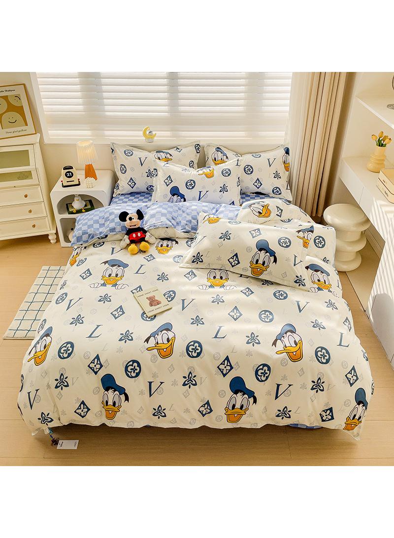 Full Size Sheet Set Super Soft Kids 4 Piece Floral Bedding Set  Microfiber Sheets Includes Reversible Pillow Covers