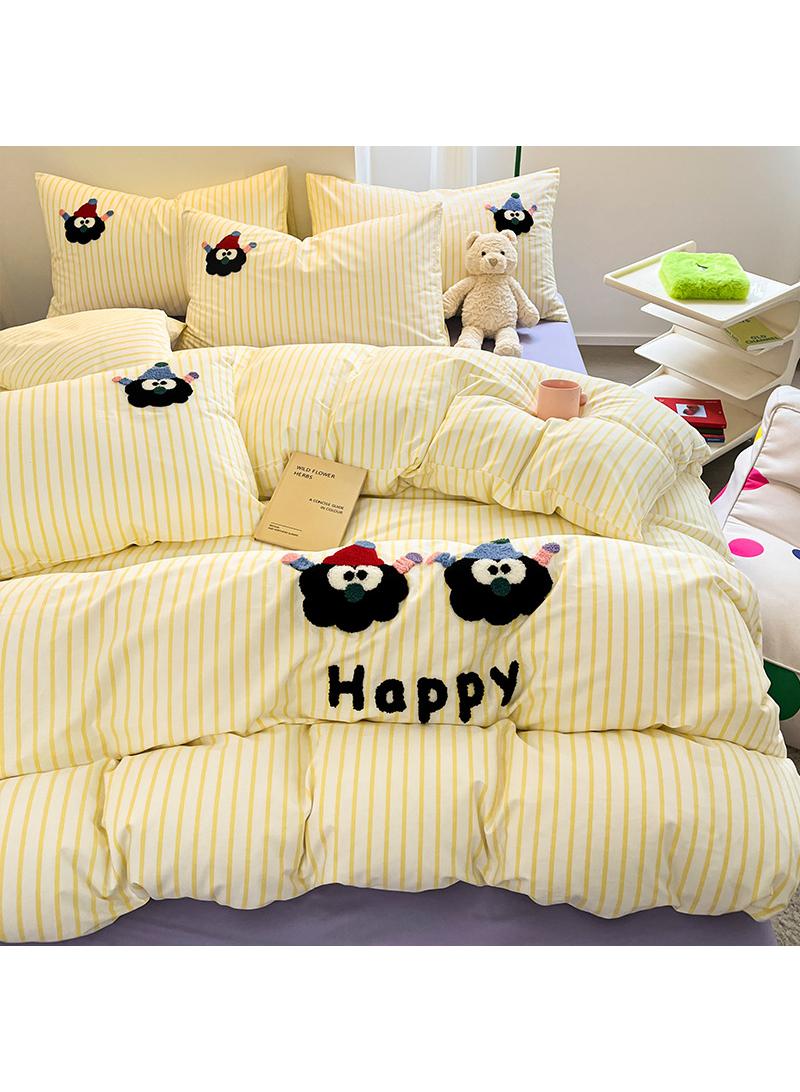 Anime Bedding Set 4 Piece 3D Cartoon Cute Printed Soft Microfiber Comforter Set with Zipper Closer Gifts for Kids Teenagers Adult