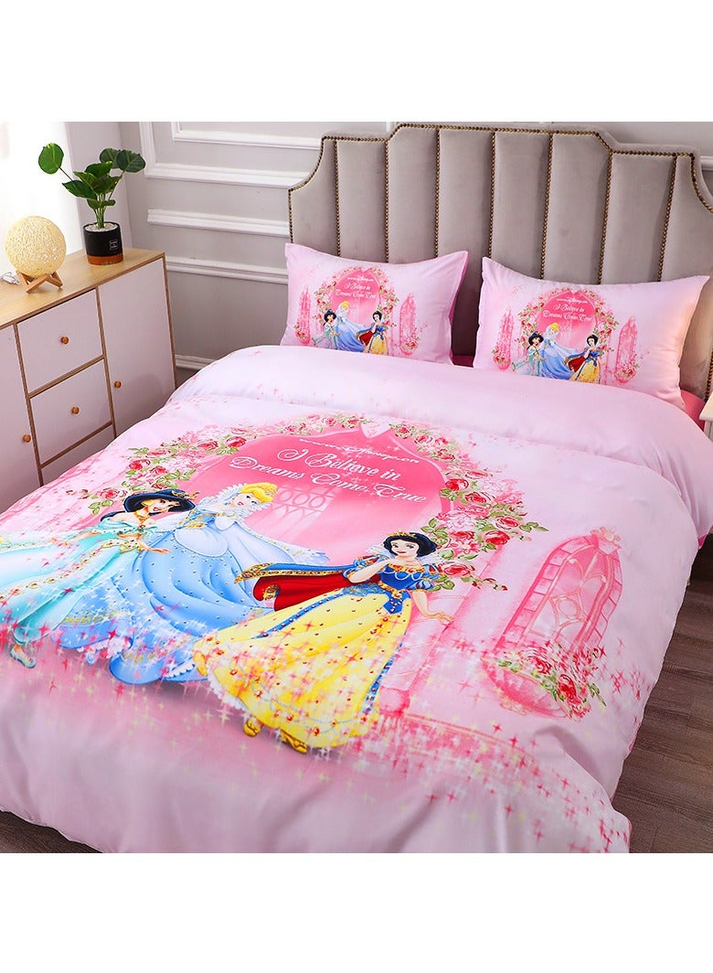 3 Piece Kids Bedsheet Single Bedding Set for Kids Girls Soft Brushed Microfiber Breathable Cozy Fade Resistant Easy Care 150*200cm