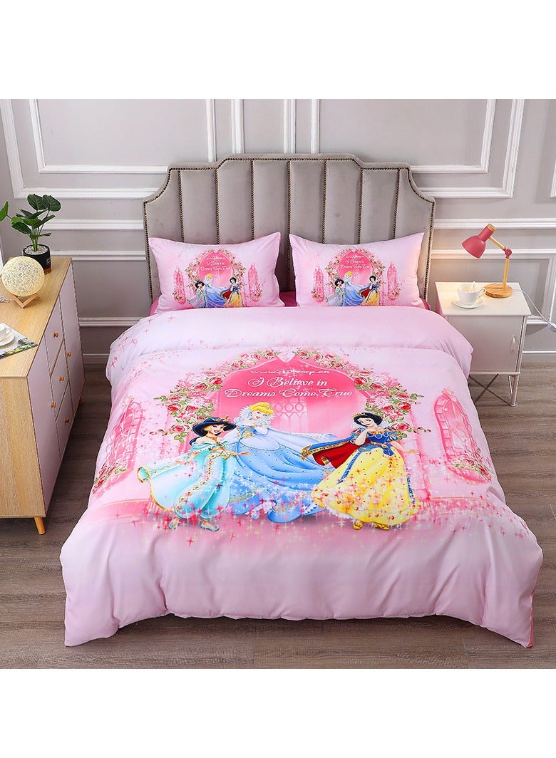 3 Piece Kids Bedsheet Single Bedding Set for Kids Girls Soft Brushed Microfiber Breathable Cozy Fade Resistant Easy Care 150*200cm