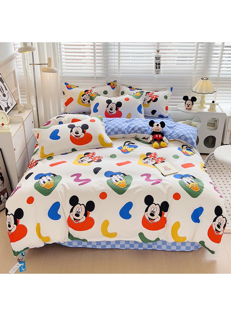 Disney series Full Size Sheet Set Super Soft Kids 4 Piece Floral Bedding Set  Microfiber Sheets Includes Reversible Pillow Covers