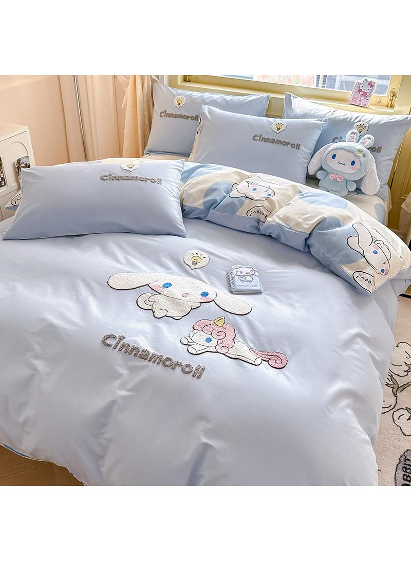 Cinnamoroll Anime Bedding Set 3 Piece 3D Cartoon Cute Printed Soft Microfiber Comforter Set with Zipper Closer Gifts for Kids Teenagers Adult