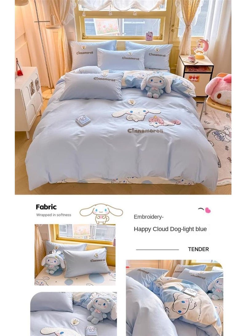 Cinnamoroll Anime Bedding Set 3 Piece 3D Cartoon Cute Printed Soft Microfiber Comforter Set with Zipper Closer Gifts for Kids Teenagers Adult