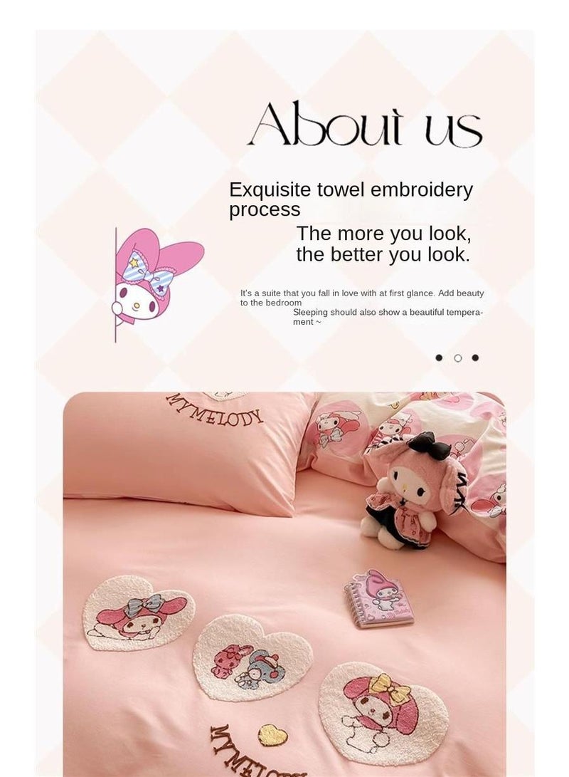 Cinnamoroll Anime Bedding Set 3 Piece 3D Cartoon Cute Printed Soft Microfiber Comforter Set with Zipper Closer Gifts for Kids Teenagers Adult