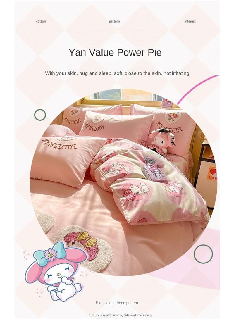 Cinnamoroll Anime Bedding Set 3 Piece 3D Cartoon Cute Printed Soft Microfiber Comforter Set with Zipper Closer Gifts for Kids Teenagers Adult