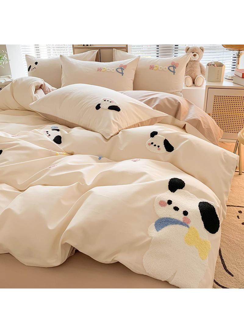 Pochacco Anime Bedding Set 4 Piece 3D Cartoon Cute Printed Soft Microfiber Comforter Set with Zipper Closer Gifts for Kids Teenagers Adult