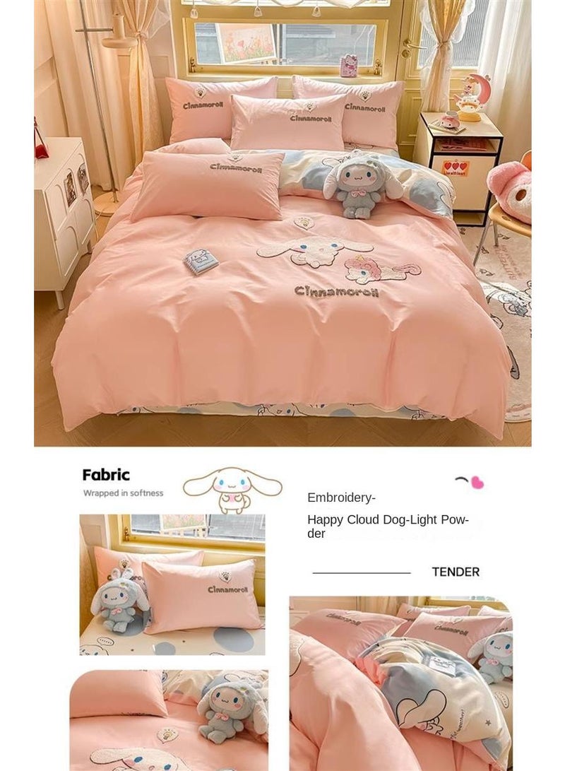 Cinnamoroll Anime Bedding Set 3 Piece 3D Cartoon Cute Printed Soft Microfiber Comforter Set with Zipper Closer Gifts for Kids Teenagers Adult