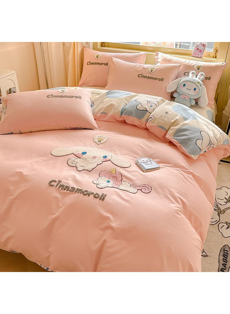 Cinnamoroll Anime Bedding Set 3 Piece 3D Cartoon Cute Printed Soft Microfiber Comforter Set with Zipper Closer Gifts for Kids Teenagers Adult