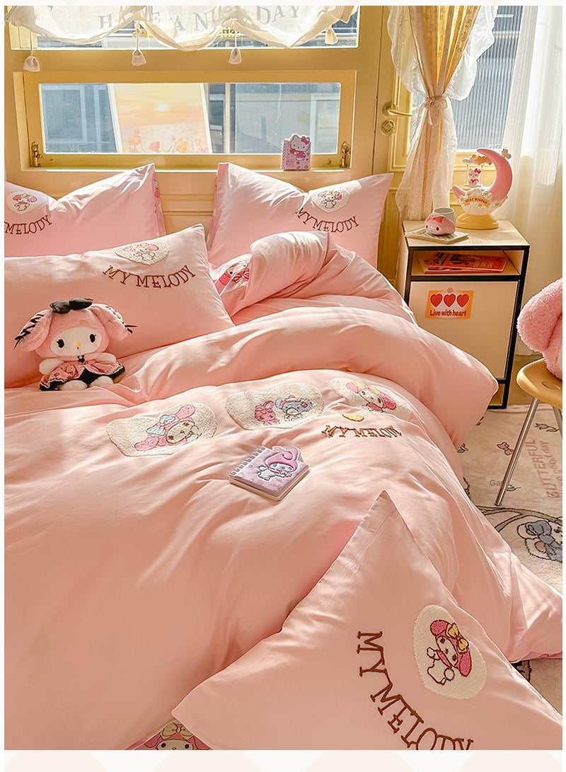 Melody Anime Bedding Set 4 Piece 3D Cartoon Cute Printed Soft Microfiber Comforter Set with Zipper Closer Gifts for Kids Teenagers Adult